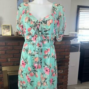Women’s NSR Mint Floral Smocked Dress -med